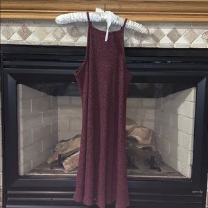Purple/maroon Ribbed halter casual dress